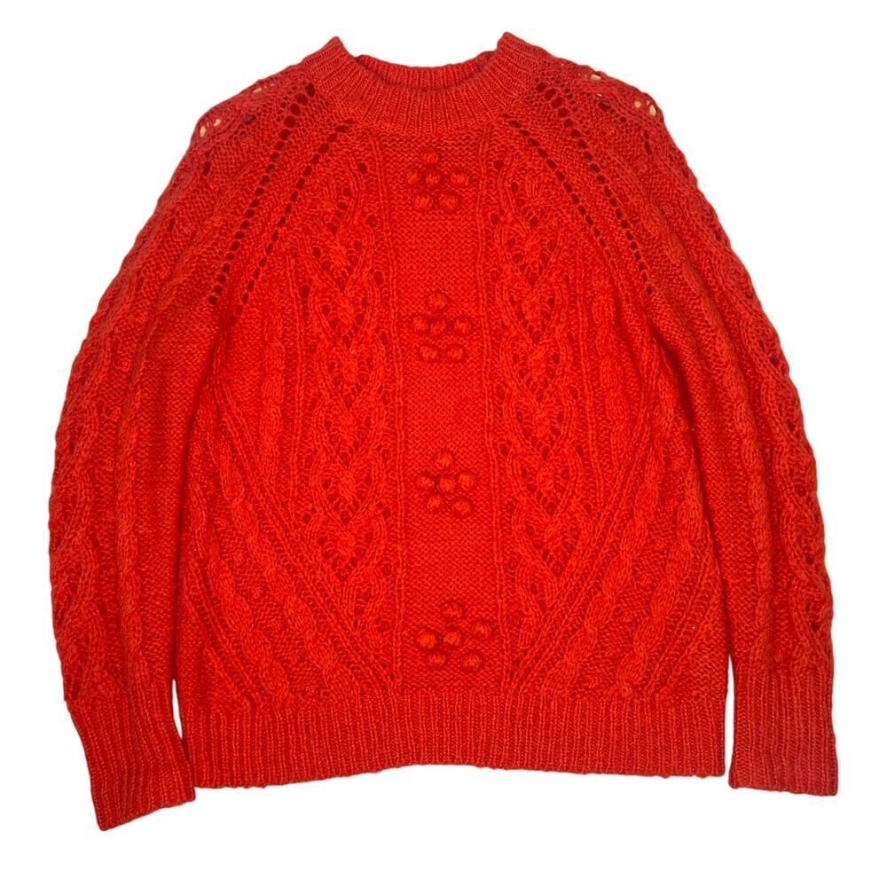 J. Crew Orange Cable Knit Pom-Pom Sweater - Picture 2 of 9
